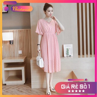 THANH LÝ HÀNG TỒN KHO Đầm bầu voan chấm bi mềm nhẹ thoáng mát phù hợp công sở dự tiệc
