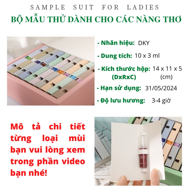 Bộ quà tặng 10 lọ mẫu thử nước hoa nữ thơm lâu cao cấp DKY
