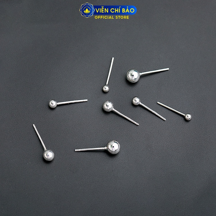 Bông tai bạc nữ bi tròn nhiều kích cỡ chất liệu bạc 925 thời trang phụ kiện trang sức nữ Viễn Chí Bảo B000061-21b