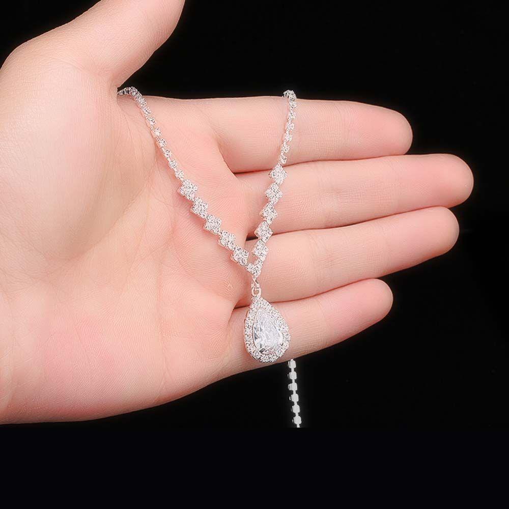 Bộ 2 Bông Tai Hình Giọt Nước Đính Đá Chất Lượng Cao Cho Nữ