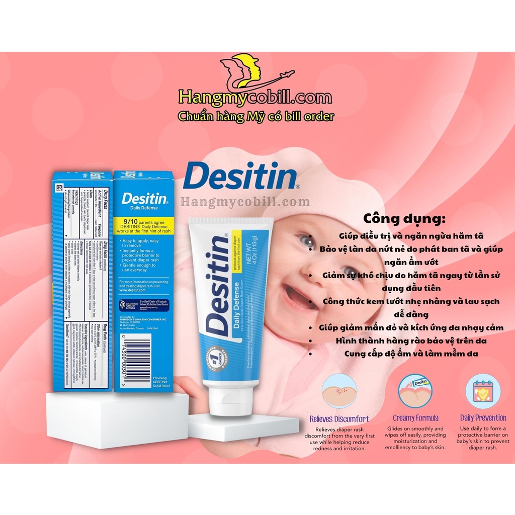 Kem hăm tã cho bé Desitin tím và Desitin xanh -