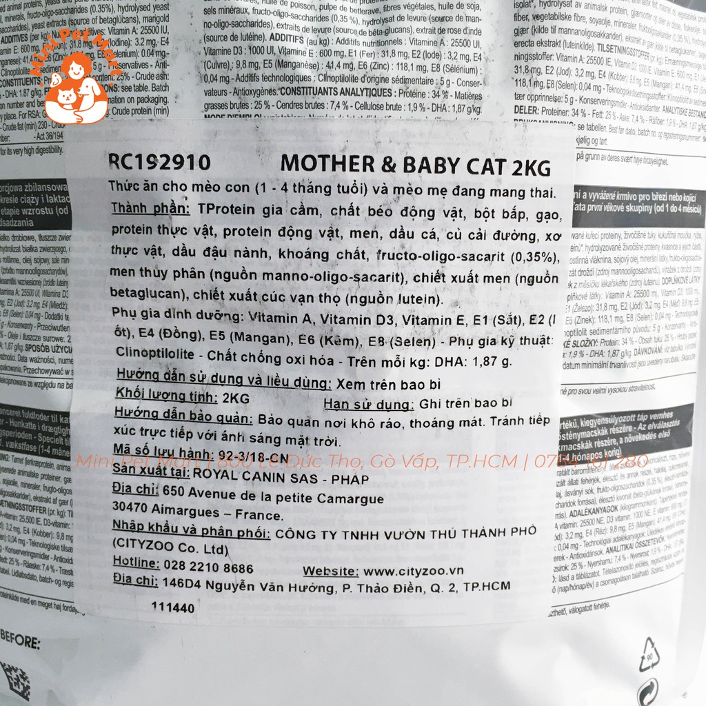 Thức ăn hạt cho mèo mẹ mang thai, cho con bú và mèo con ROYAL CANIN 2kg