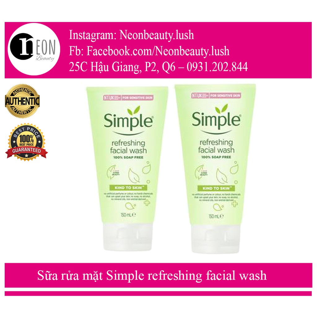 ( Phân phối chính hãng) Sữa rửa mặt Simple refreshing facial wash gel