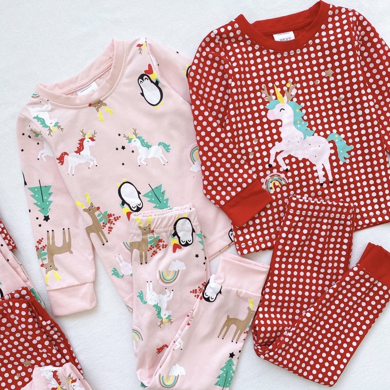 Set 2 bộ cotton dài tay Pony đỏ hồng cho bé gái size từ 10-24 cân