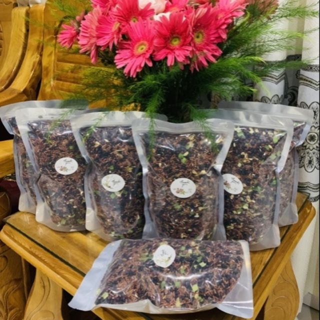 Gạo lứt huyết rồng, đỗ đen rang tay mix hoa nhài lá sen detox giảm cân, đẹp da