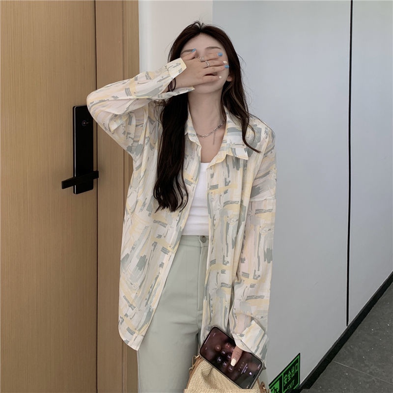 Áo Sơ Mi Tay Dài Chống Nắng Vải Mỏng Nhuộm Màu Thời Trang Mùa Hè Cho Nữ