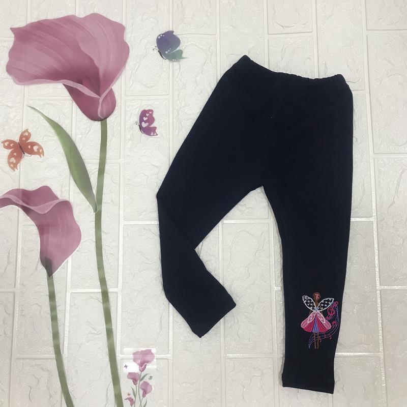 Quần dài quần legging bé gái cotton len thêu nổi cho bé từ 1-10 tuổi (8-30kg)