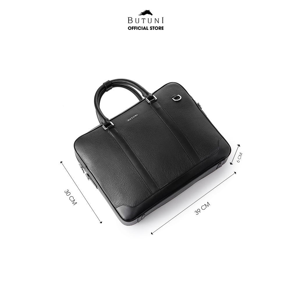 Túi da thật Butuni Business Trolley Sleeve Handbag - Đen