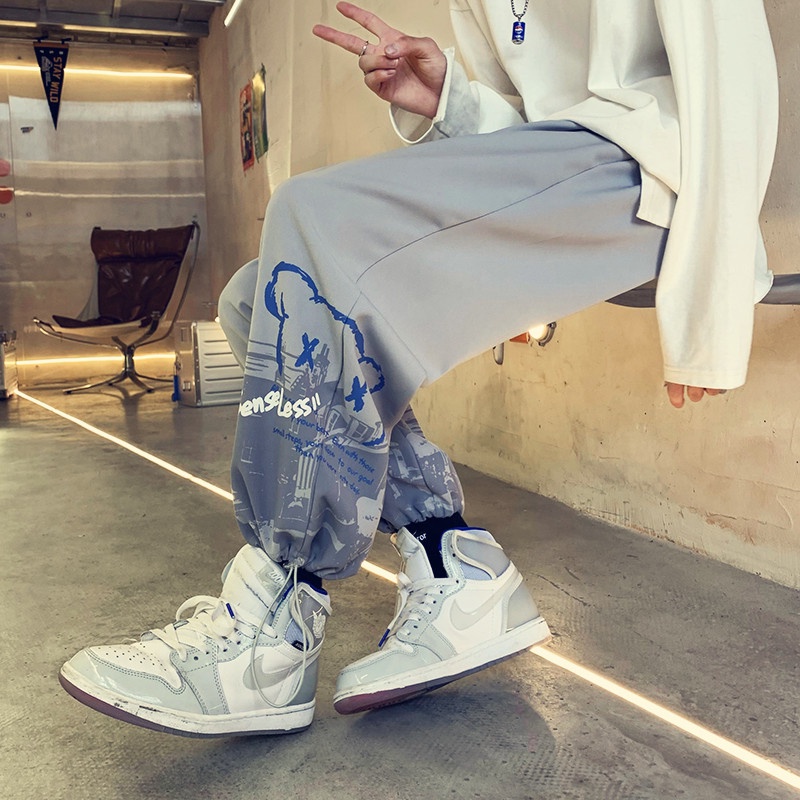 Quần dài AOKANG ống rộng dây rút phong cách Hong Kong thời trang mùa thu dành cho nam