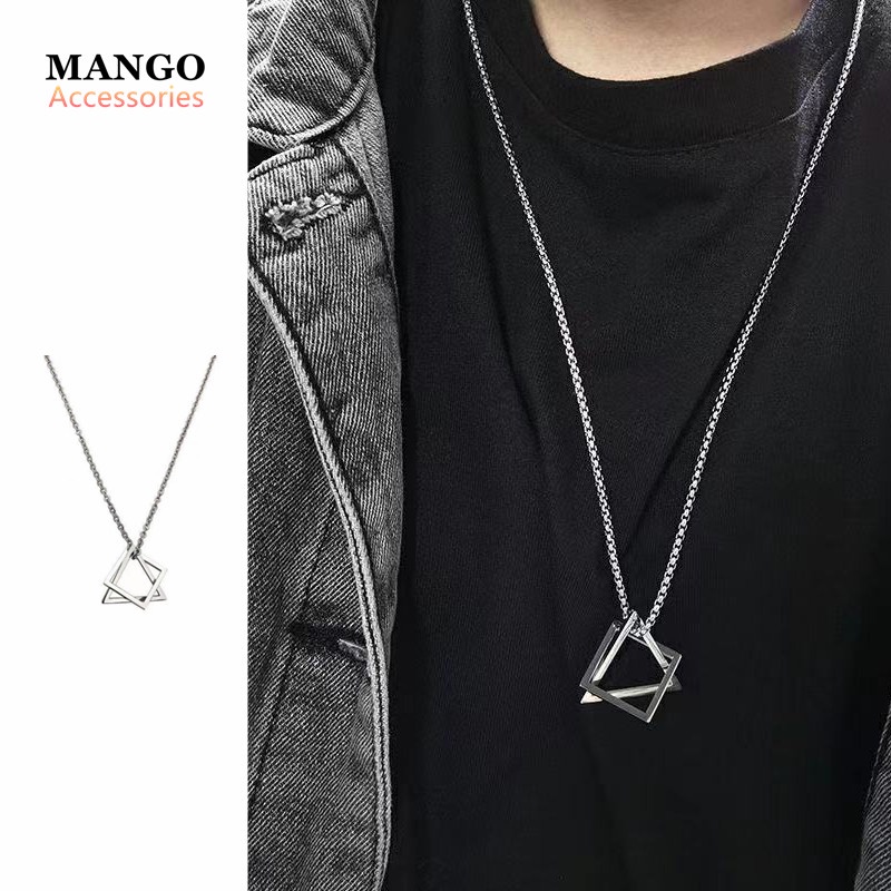 Dây Chuyền Mặt Tam Giác Bằng Thép Không Gỉ Phong Cách Hiphop Dành Cho Nam Và Nữ R121