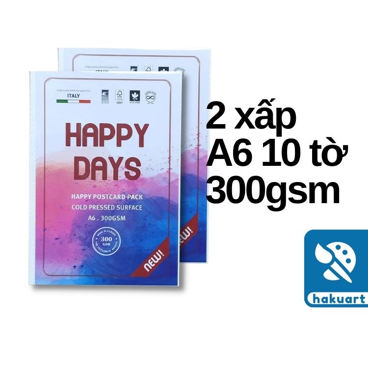 Giấy Vẽ Màu Nước HAPPY 300gsm (vân nổi Cold) - Họa Cụ Hakuart