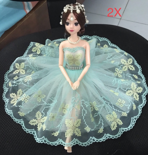 Váy hoặc trọn bộ búp bê váy thiết kế màu xanh