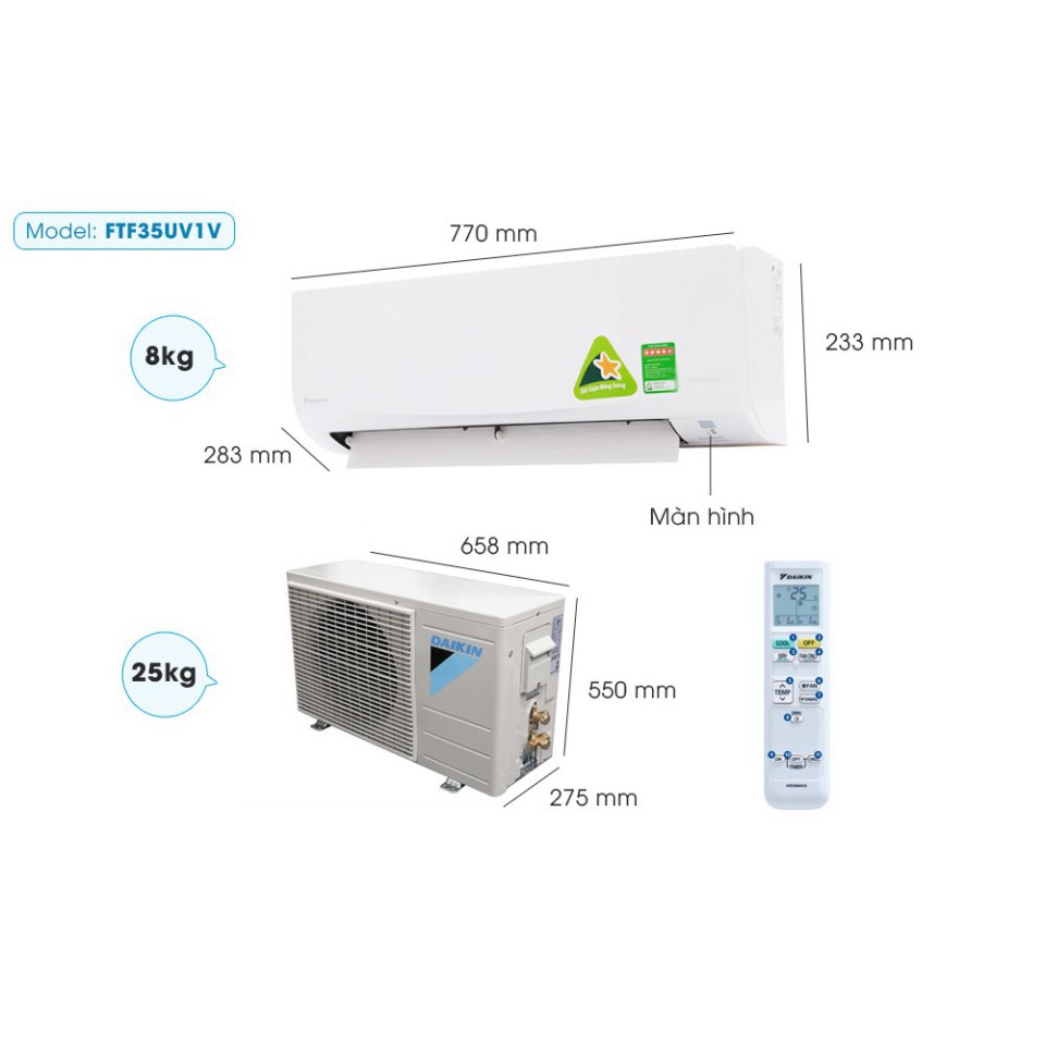 Điều hòa Daikin 1 chiều 12000BTU R32 FTF35UV1V/RF35UV1V