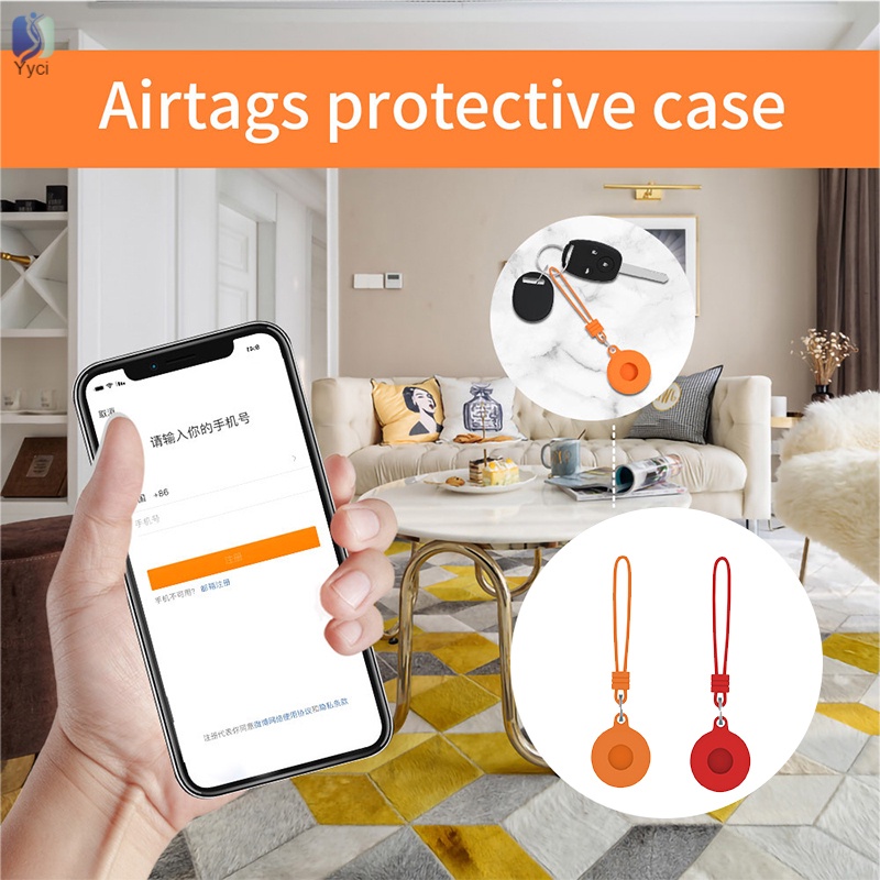 Vỏ bảo vệ hộp sạc tai nghe Airtags bằng silicon kèm dây đeo và móc xỏ ngón tiện dụng | BigBuy360 - bigbuy360.vn