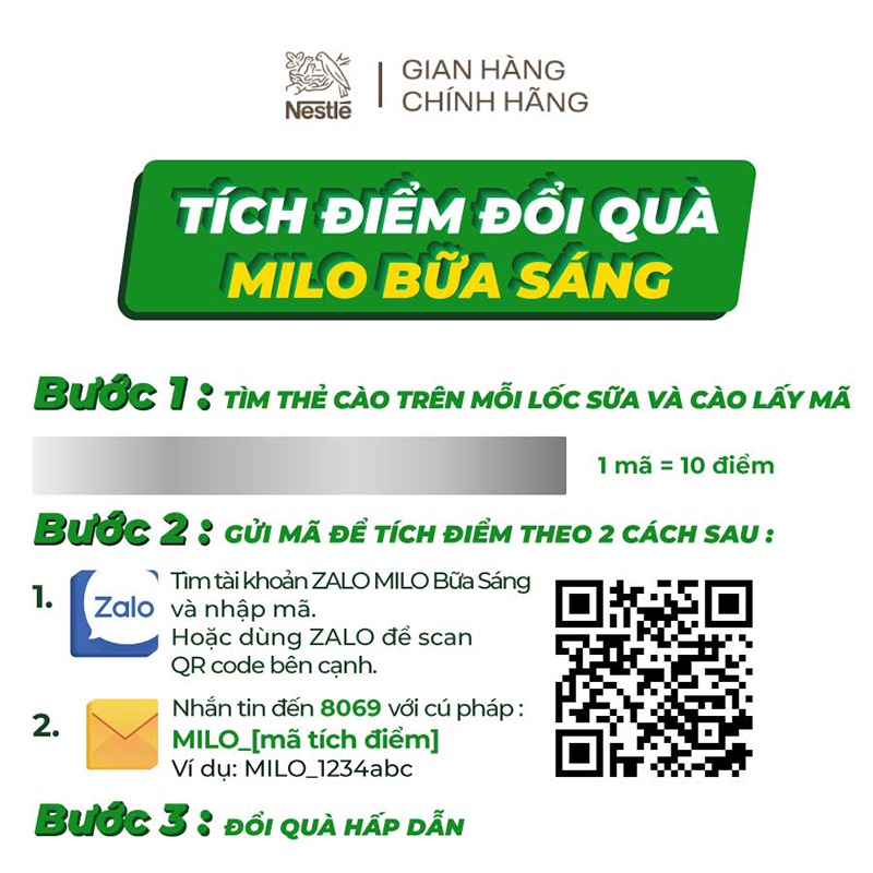 [Phiên bản Tích Điểm Đổi Quà] Thùng 36 hộp sữa lúa mạch Nestlé® MILO® Bữa Sáng (36x180ml)