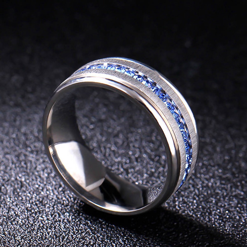 Exquisite Fashion Thin Blue Diamond Tungsten Carbide Ring Beautiful Chic Nice