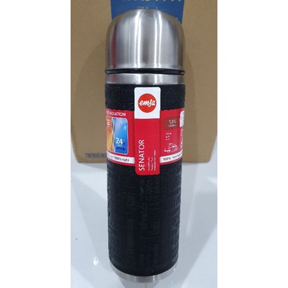 Bình giữ nhiệt inox EMSA SENATOR GERMANY 1000ml. PHIÊN BẢN CAO CẤP ỐP DA THẬT VÀ SILICON.