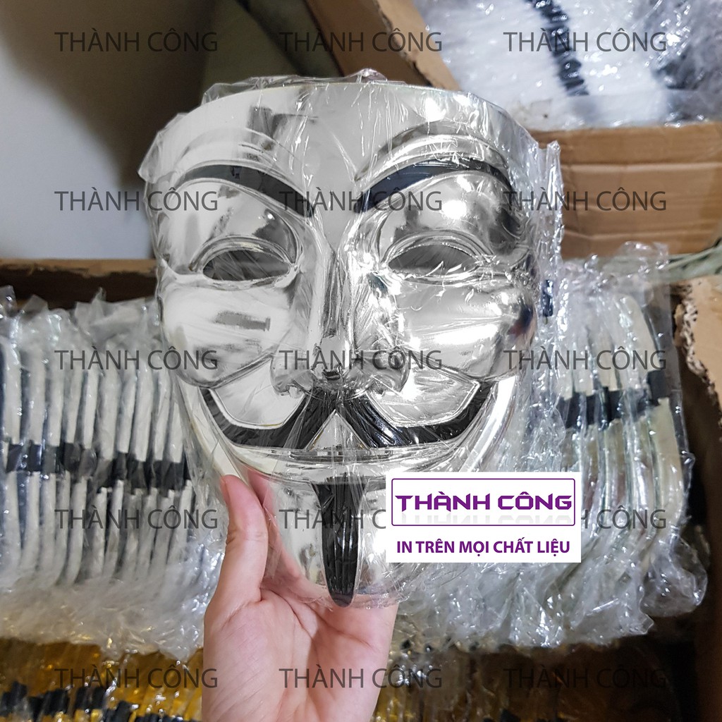 Mặt Nạ Hacker - Anonymous - Hai Mẫu Mặt Nạ Thằng Hề Vô Danh Hóa Tranh Halloween - 4 Màu Vàng Trắng Đen Bạc