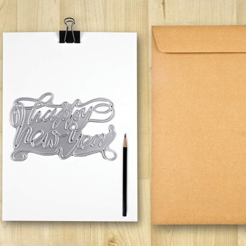 Khuôn cắt giấy làm từ kim loại hình chúc mừng năm mới trang trí scrapbook
