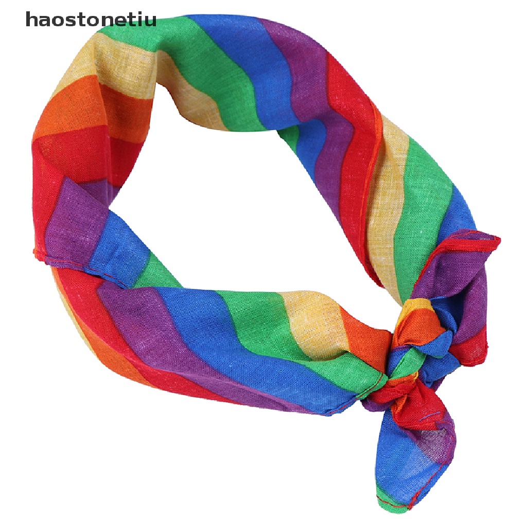 1 Khăn Bandanas Cotton Màu Cầu Vồng Dùng Làm Khẩu Trang / Khăn Quàng Cổ / Mặt