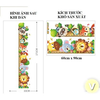 Decal dán tường Thước đo chiều cao hình thú