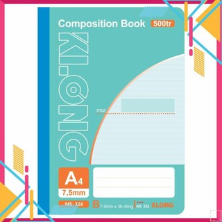 (Combo 5/3/1 cuốn) Sổ may dán gáy KLONG A4 500tr, MS: 324