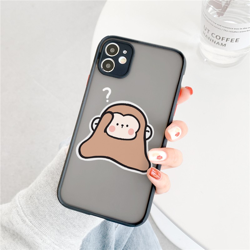 Ốp lưng iphone Khỉ HouHou nhám viền nổi cong 5/5s/6/6plus/6s/6splus/7/7plus/8/8plus/x/xr/xs/11/12/pro/max/plus/promax | BigBuy360 - bigbuy360.vn