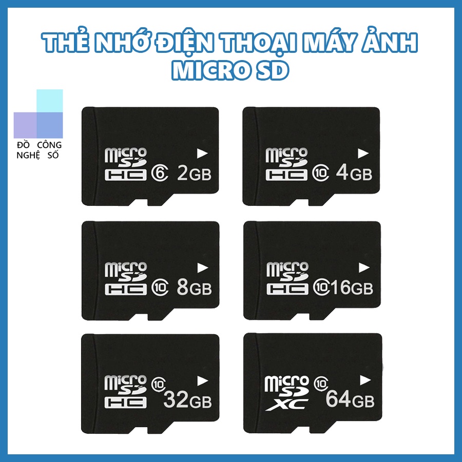 Thẻ nhớ MicroSD Class 10 Tốc độ cao (Đen) 2GB/4GB/8GB/16GB/32GB/64GB