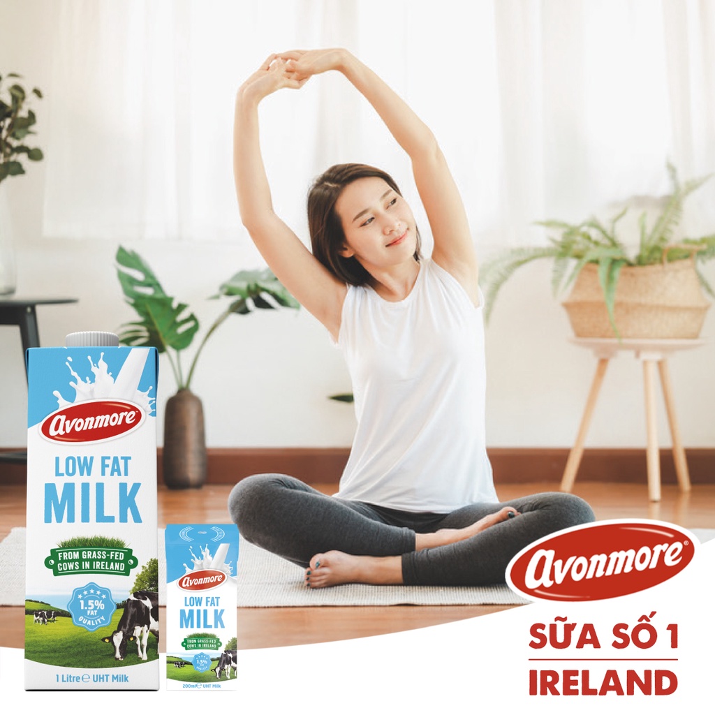 [Mã BMBAU50 giảm 7% đơn 99K] Combo 2 hộp Sữa tươi ít béo tiệt trùng (không đường) Avonmore UHT Low Fat Milk 1L/HỘP