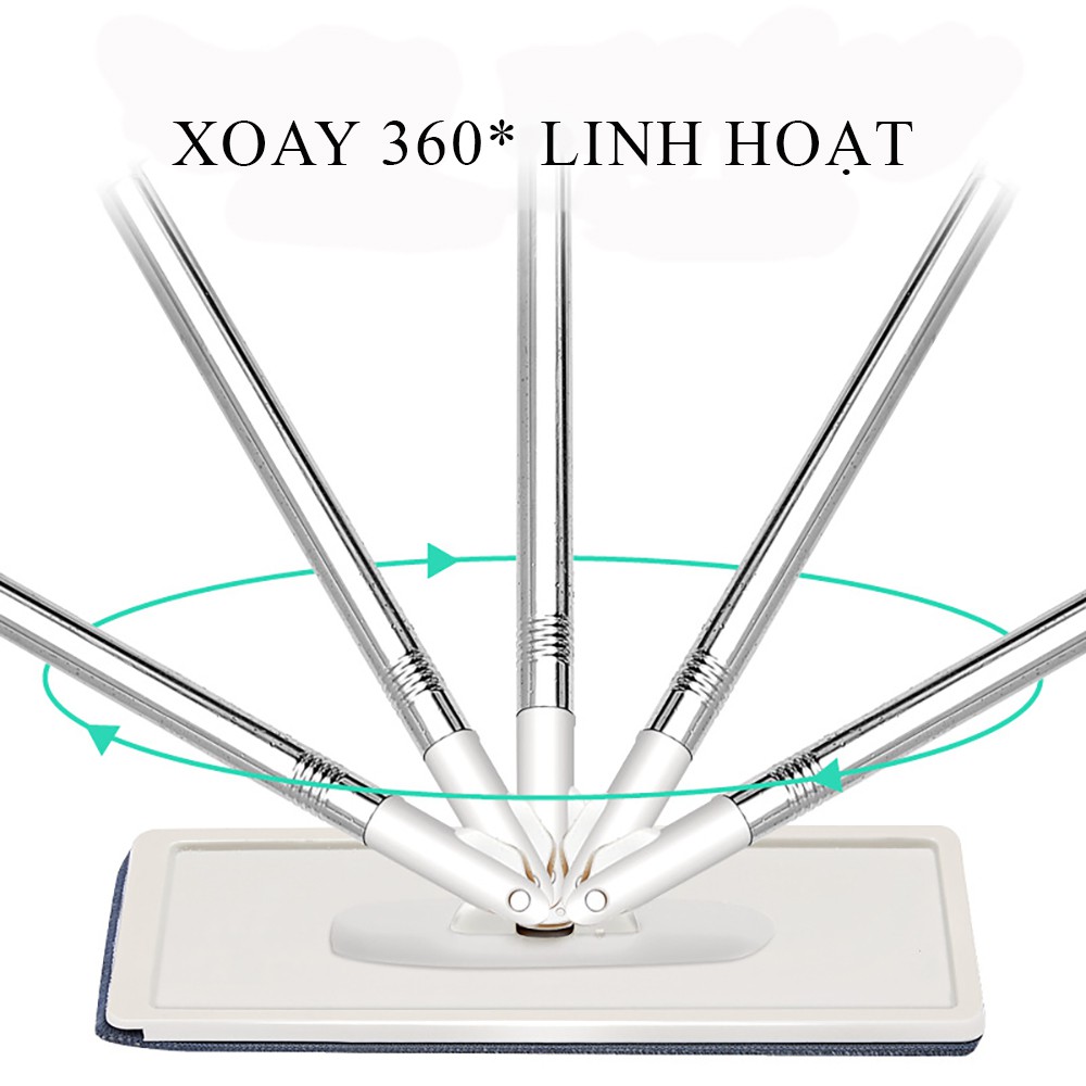 Bộ cây lau nhà- chổi lau nhà tự vắt 360 độ thông minh, hàng chính hãng cao cấp tặng kèm 2 bông lau tiện lợi