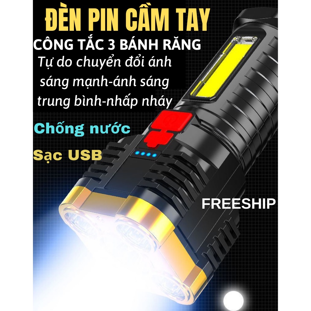 Đèn pin siêu sáng chống thấm nước, đèn pin cầm tay chiếu sáng cực xa NANALI STORE