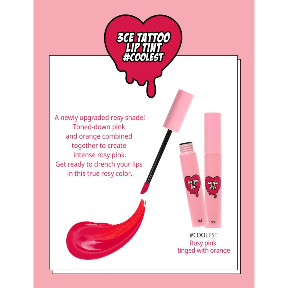 SON XĂM [3CE] TATTOO LIP TINT #COOLEST Tốt