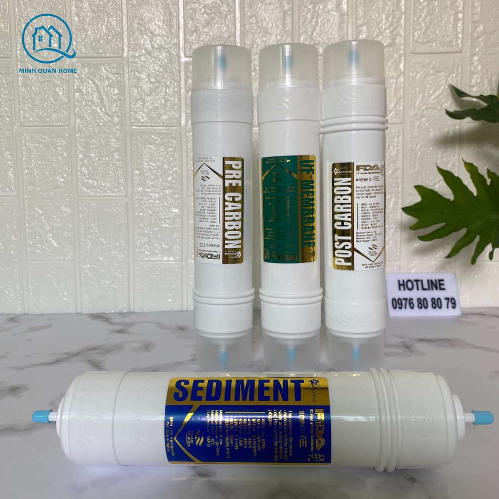 Lõi lọc Hàn Quốc 1234 - Lõi 1,2,3,4 Korea - Lõi Sediment, Pre Carbon, UF, Post Carbon cho máy nóng lạnh Hàn Quốc