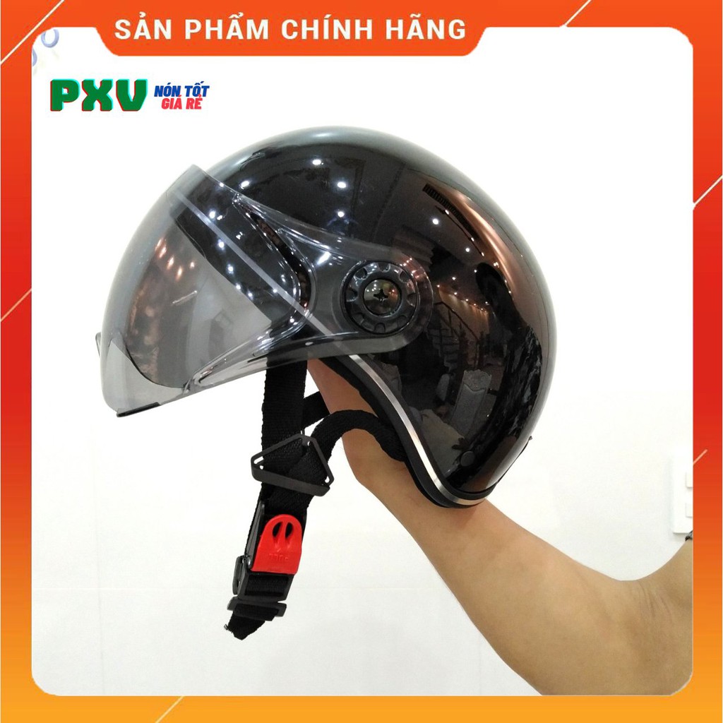 Mũ Bảo Hiểm Nửa Đầu Nam Nữ Có Kính Chống Tia UV Hàng Cty Bảo Hành 6 Tháng