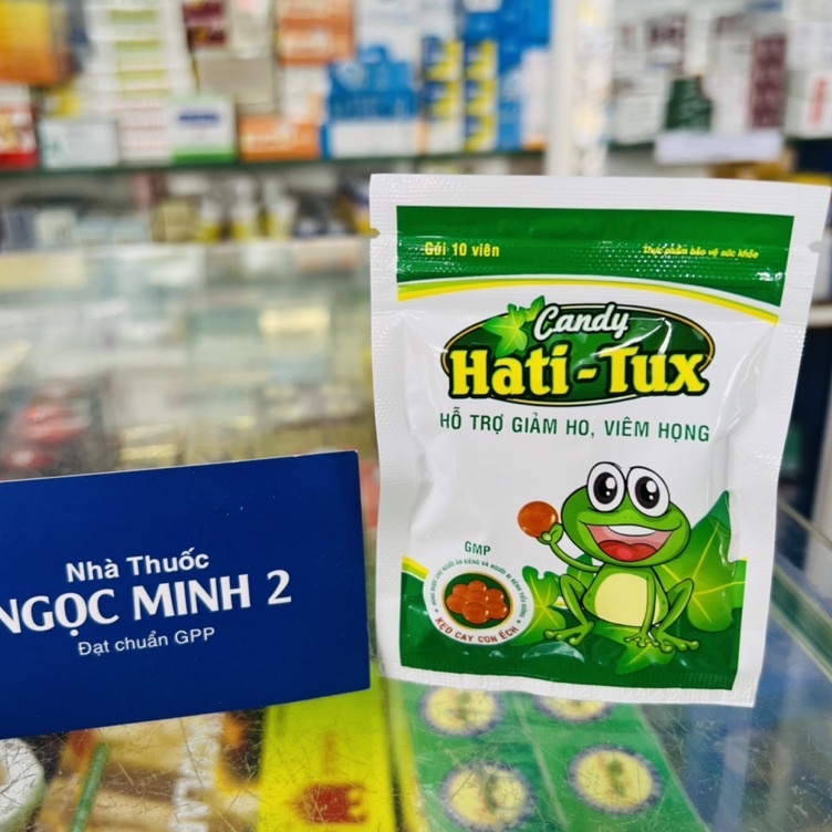 ✅ [Chính Hãng] Kẹo HATI-TUX candy Con ếch Giảm ho và giảm đau họng (Gói 10 viên)