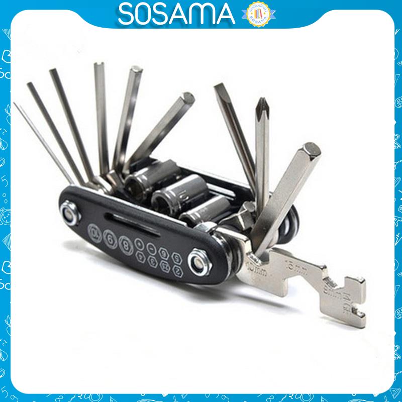 Dụng cụ đa năng SOSAMA dụng cụ sửa chữa đồ dùng, xe đạp đa năng 16 món tiện dụng HG-001210