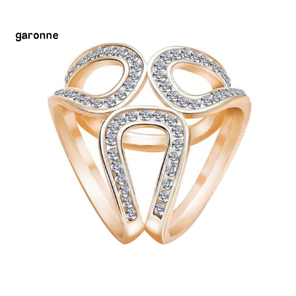 GA_Women Fashion Hollow Rhinestone Inlaid Three-ring Scarf Shawl Brooch Pin Jewelry