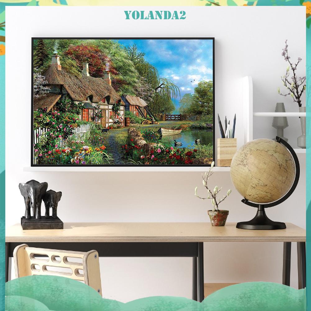 (canvas no printing)  Toàn Bộ Tranh Thêu 14ct Diy Hình Ngôi Nhà