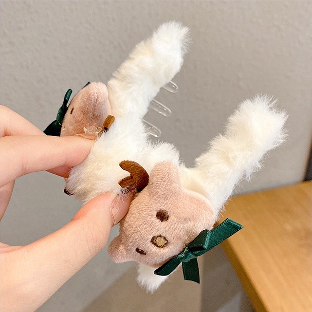 Kẹp Tóc Càng Cua Phối Lông Giáng Sinh, Noel, Christmas