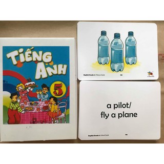 Flashcard Tiếng Anh lớp 5- 2 mặt- Tranh cán bóng.