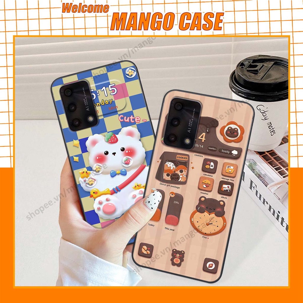 Ốp lưng Oppo A74 / A94 / A95 hình gấu, thỏ, đồng hồ cute dễ thương