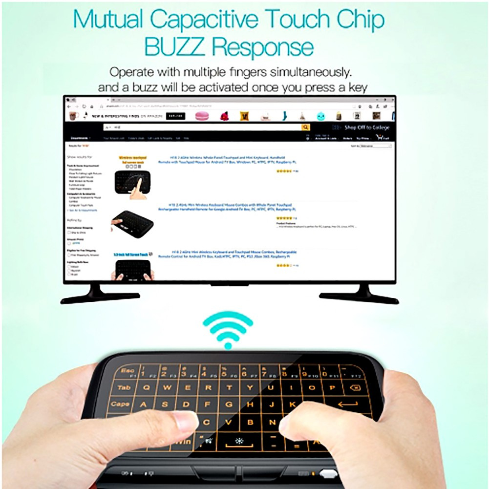 Mini Wireless Keyboard Full Touchpad 2.4Ghz Backlit Remote Control For PC