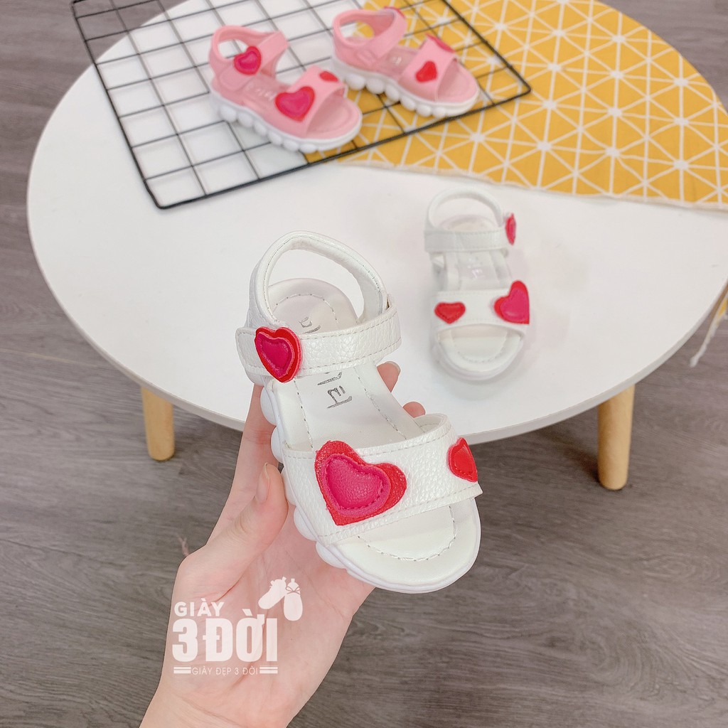 Sandal Cho Bé Gái Trái Tim Cho Chân 13-18.5cm Chống Trơn Trượt Phong Cách 3DG32 GIAY3DOI