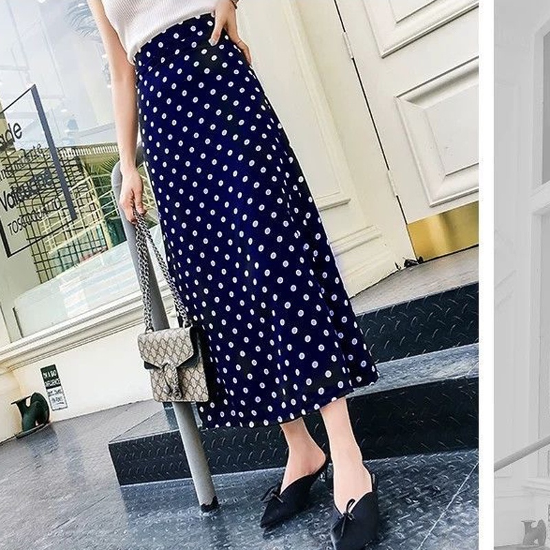 Chân váy chiffon Ielgy chữ A lưng cao co giãn họa tiết nhành hoa dành cho nữ