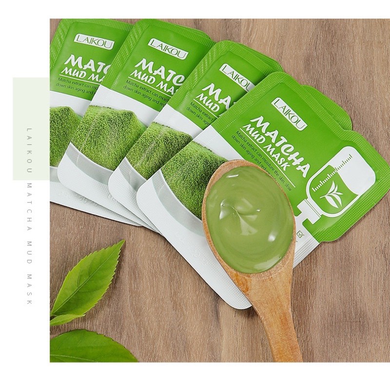 (Lẻ gói 5g)Mặt Nạ Bùn Trà Xanh Matcha LAIKOU Tinh Chất Làm Sạch Sâu