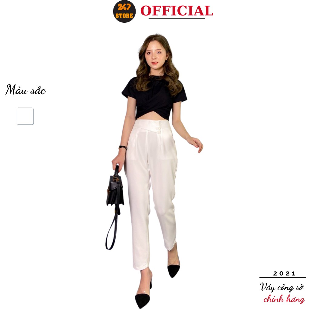 Quần tây công sở khóa sườn phối hai cúc 247 STORE Q805