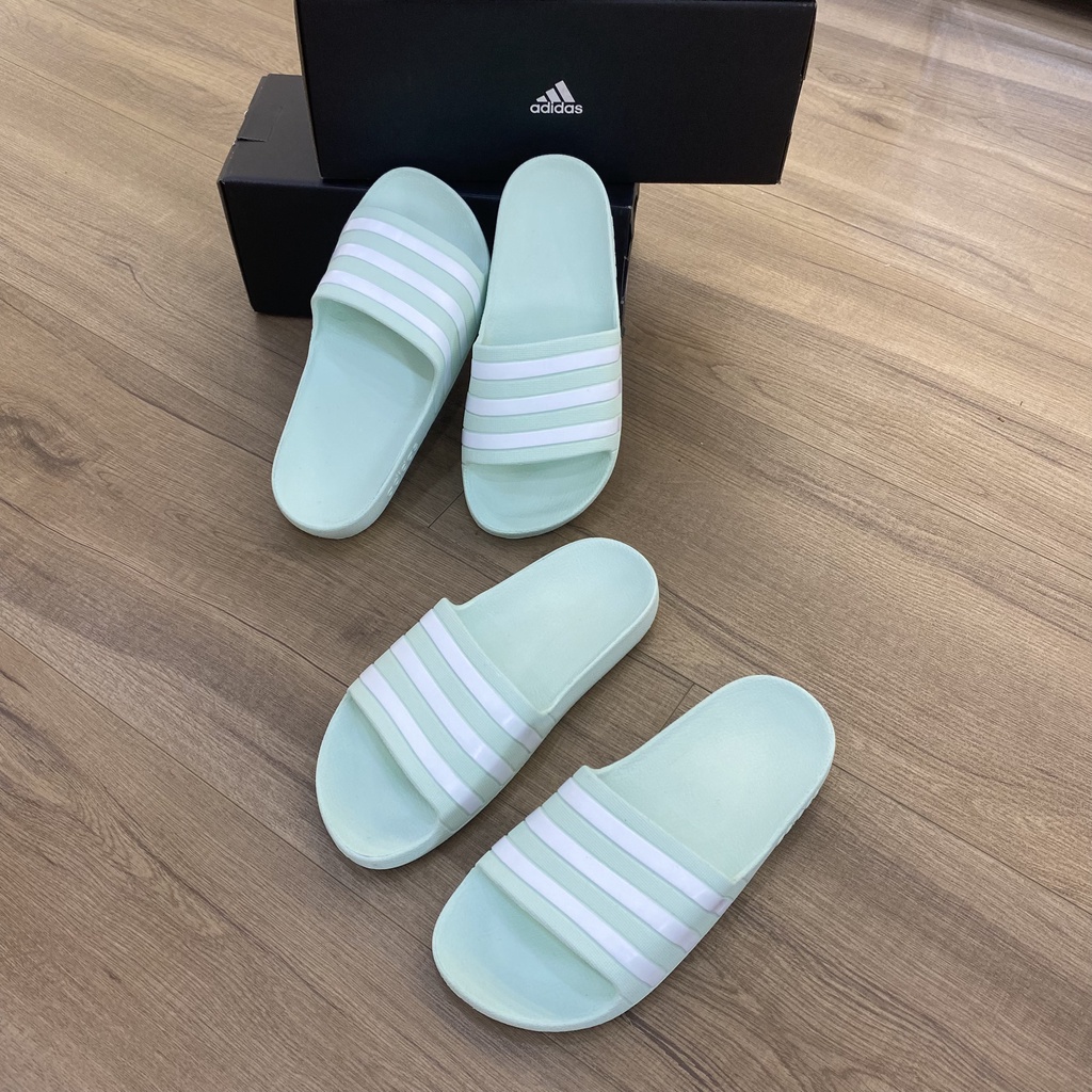 HÀNG CHÍNH HÃNG - DÉP ADILETTE AQUA SLIDE - XANH MINT - *MINT/WHITE LOGO* - 2021** - Code: FY8106