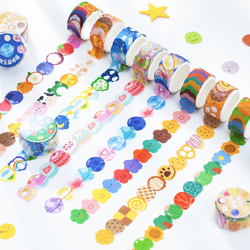 Bộ 100 băng dính washi hình động vật/trái cây trang trí nhật ký/album DIY