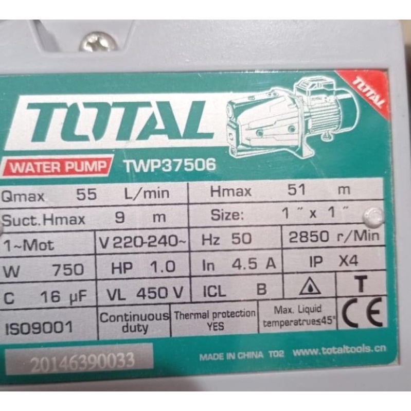 TOTAL Máy Bơm Nước 1HP TWP37506 (Cam kết Chính Hãng 100%)