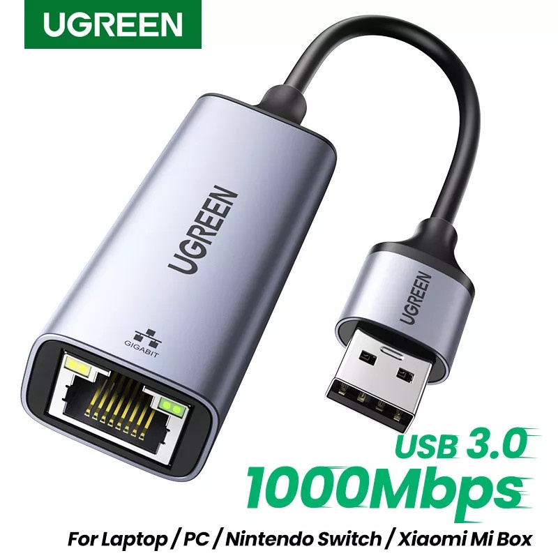 USB 3.0 to Lan Cao Cấp Ugreen 50922 hỗ trợ 10/100/1000 Mbps Chính hảng CM209 (Vỏ hợp kim)